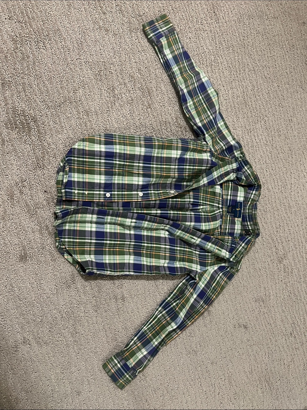 Ralph Lauren Green Navy Plaid Button-Down Shirt